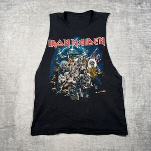 Iron Maiden Shirt Mens Large Black Vintage Y2K Best Of The Beast Metal Cut Off